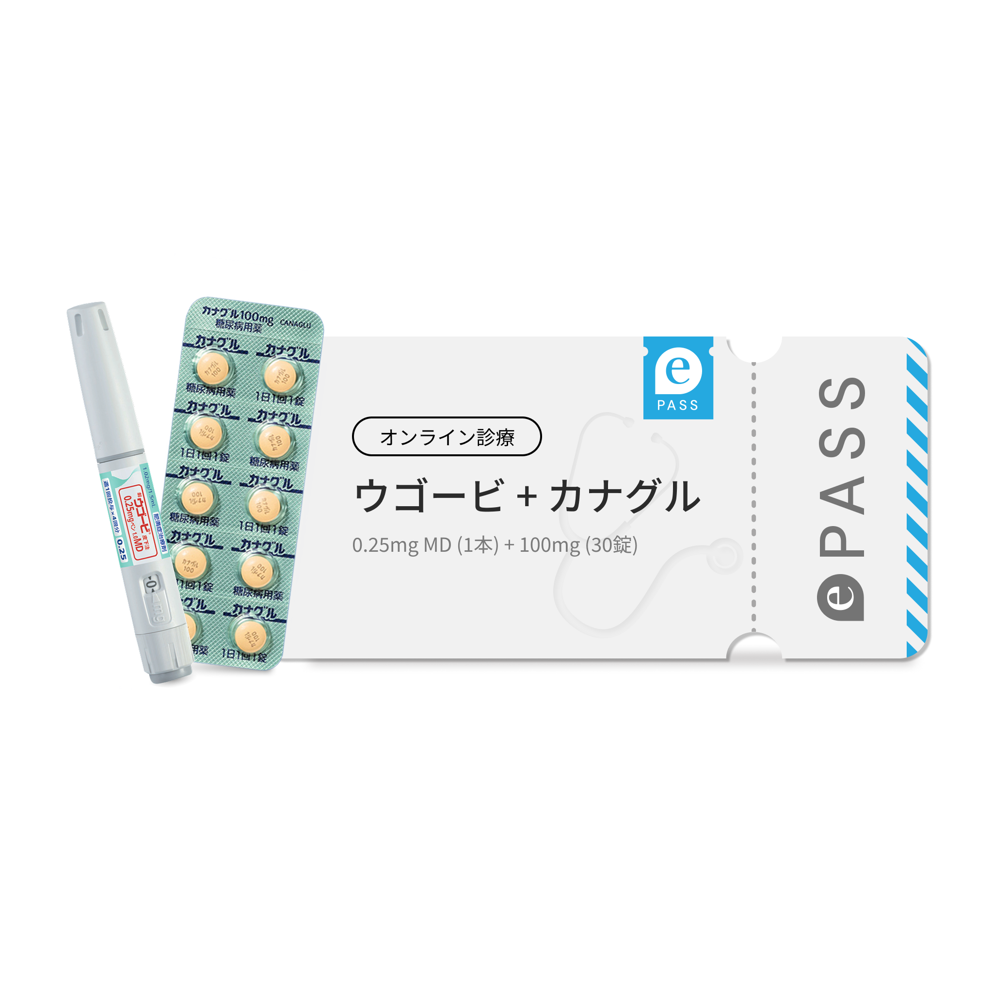 GLP-1注射 ウゴービ 0.25mg MD × カナグル 100mg