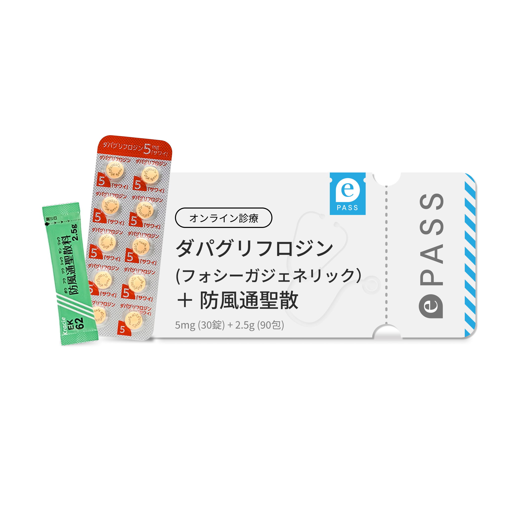 SGLT2阻害薬 ダパグリフロジン 5mg ×  防風通聖散