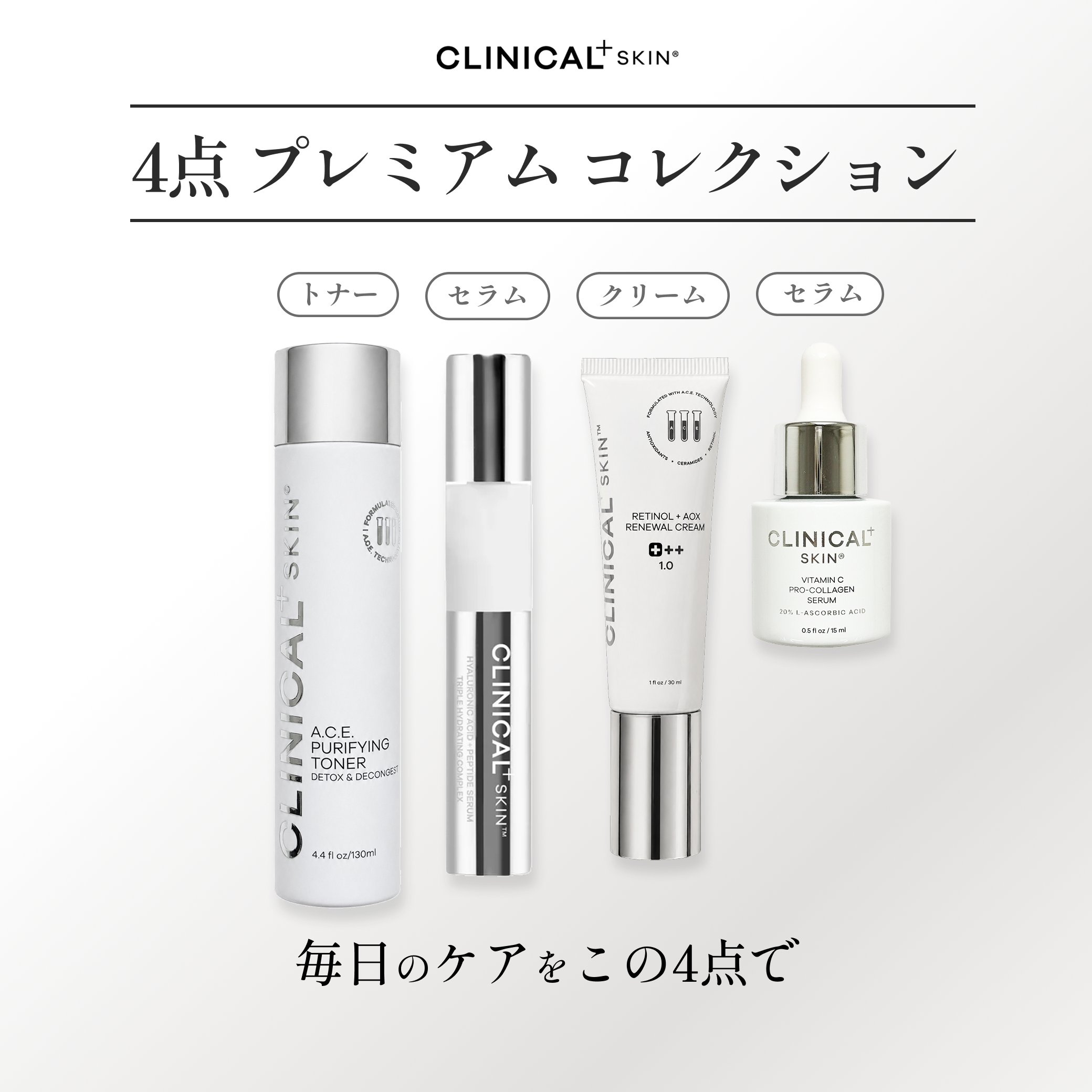 【新登場】4点 プレミアム コレクション 「Clinical+ Skin」