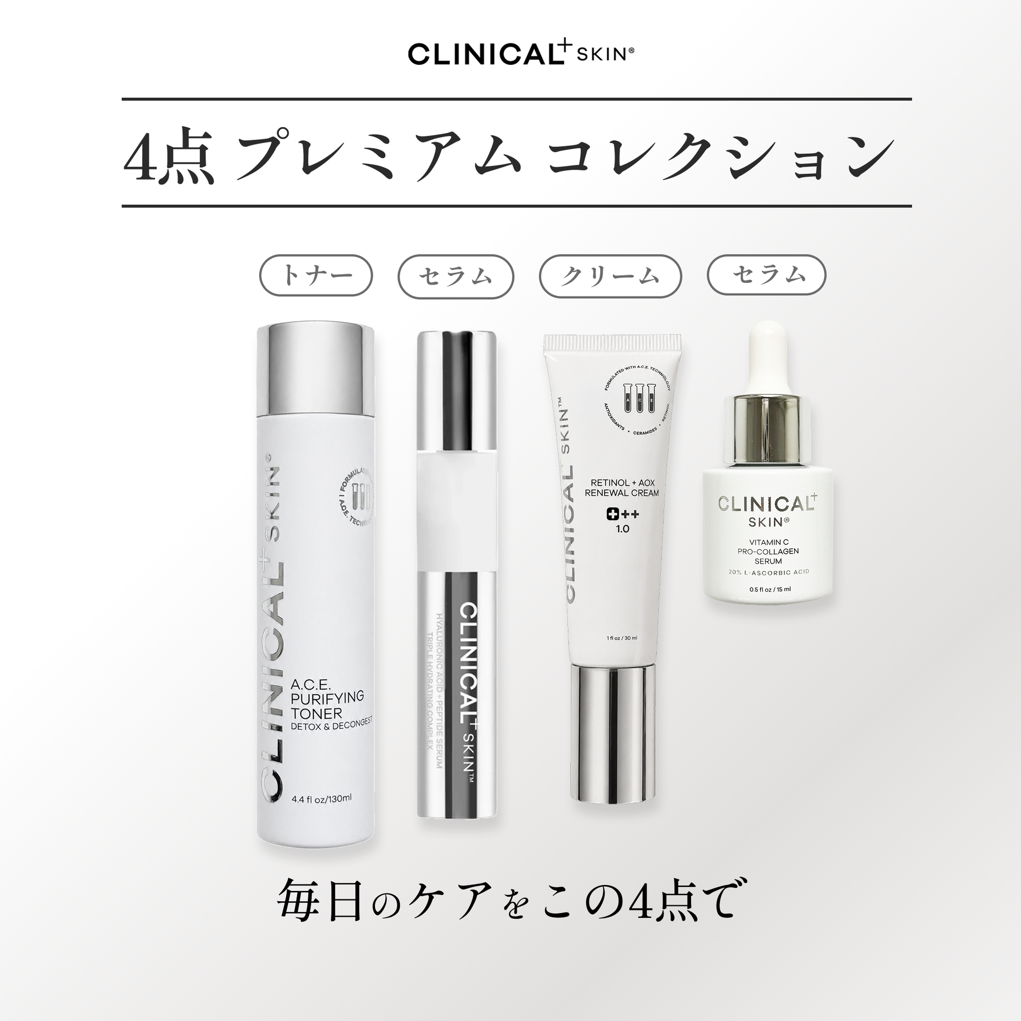 【新登場】4点 プレミアム コレクション 「Clinical+ Skin」