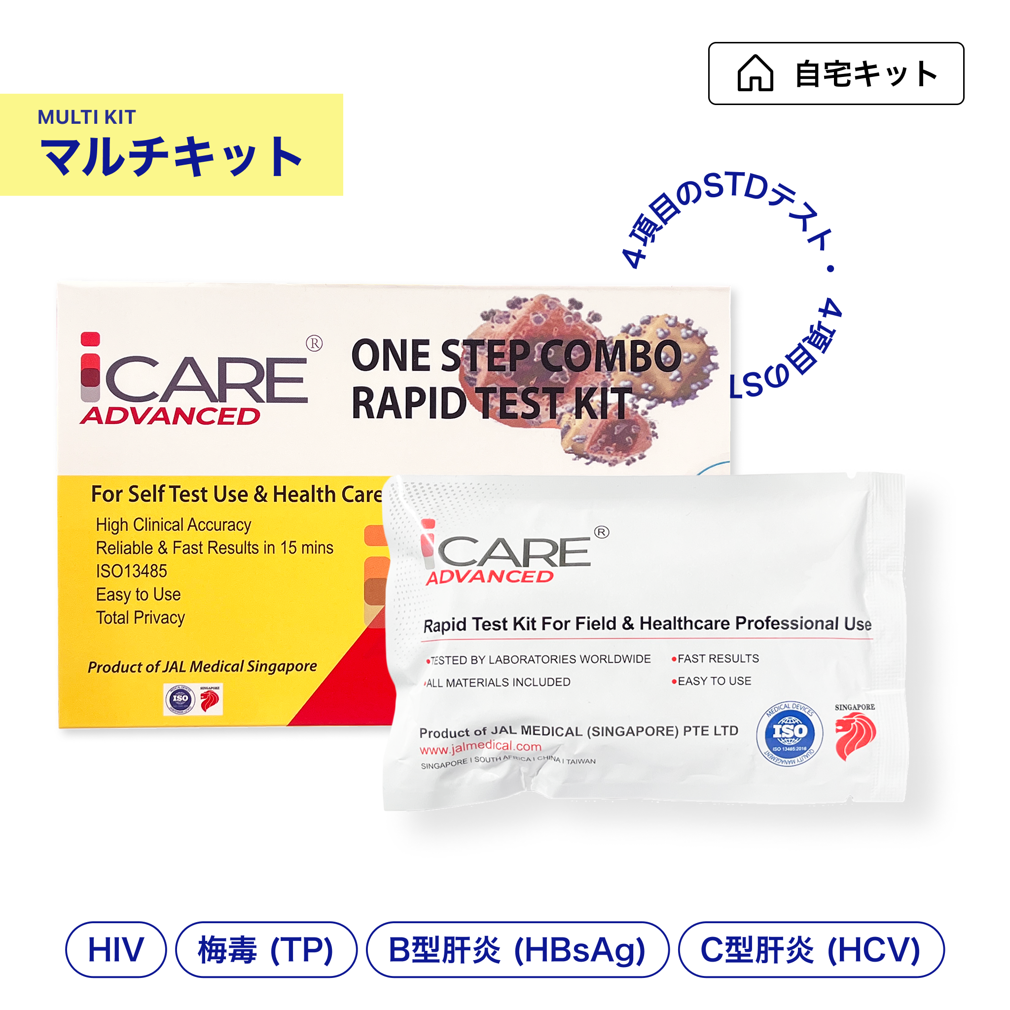 STD At-home Test | 4-Item Kit (HIV, Syphilis, Hepatitis B & C)